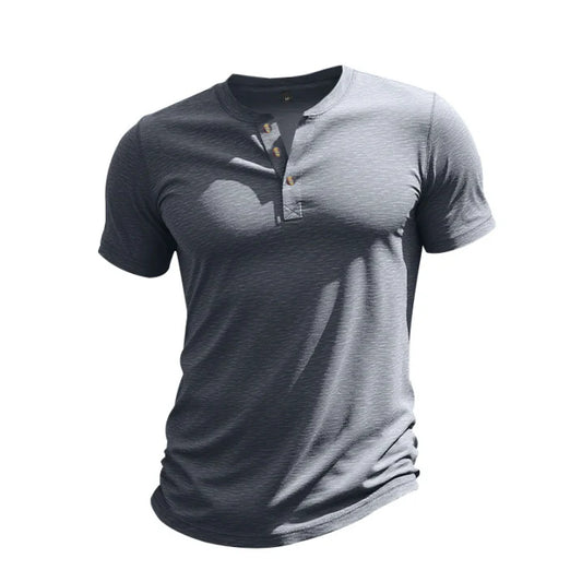 Herren Sommer Slim Fit Henley T-shirt