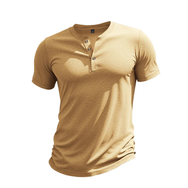 Herren Sommer Slim Fit Henley T-shirt