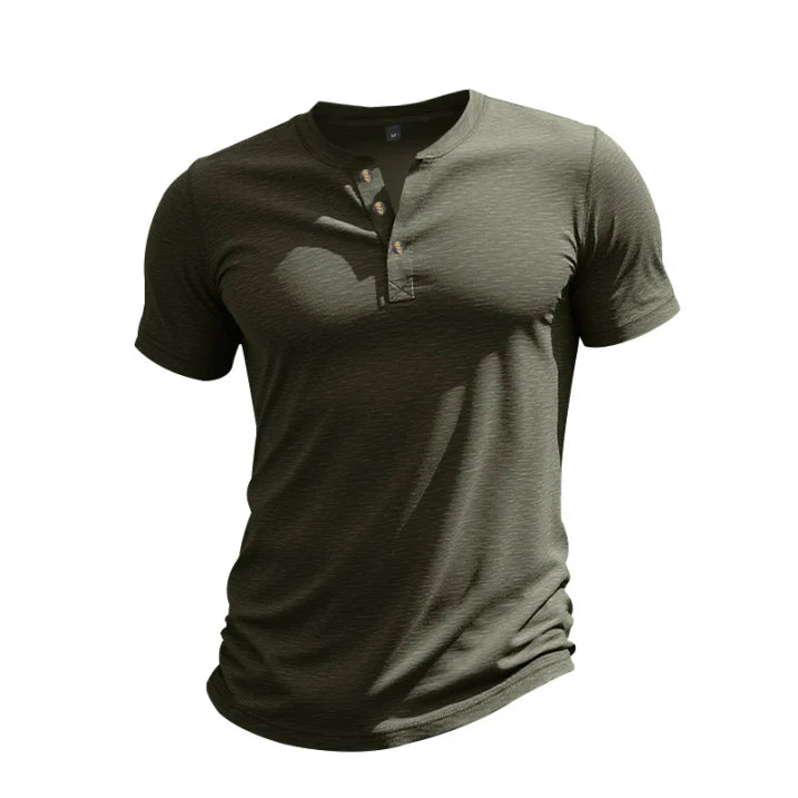 Herren Sommer Slim Fit Henley T-shirt