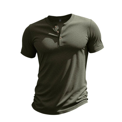 Herren Sommer Slim Fit Henley T-shirt