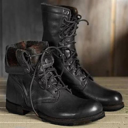 Sina | Damen Casual Runde Zehenpartie Schnürstiefel