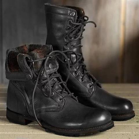 Sina | Damen Casual Runde Zehenpartie Schnürstiefel
