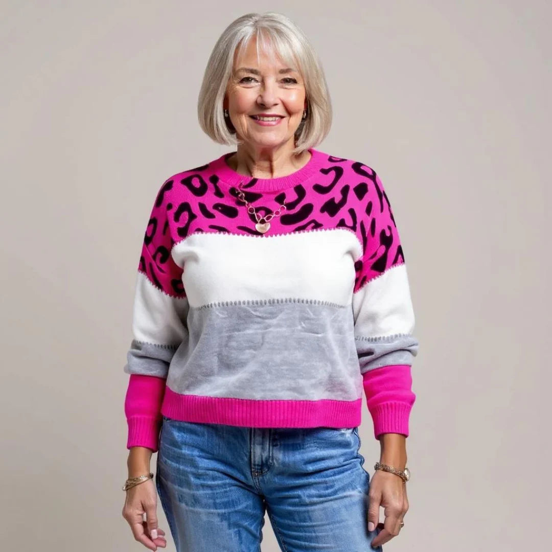Carolin | Damen Casual Leopardenmuster Pullover