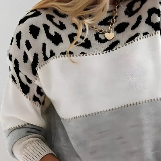 Carolin | Damen Casual Leopardenmuster Pullover