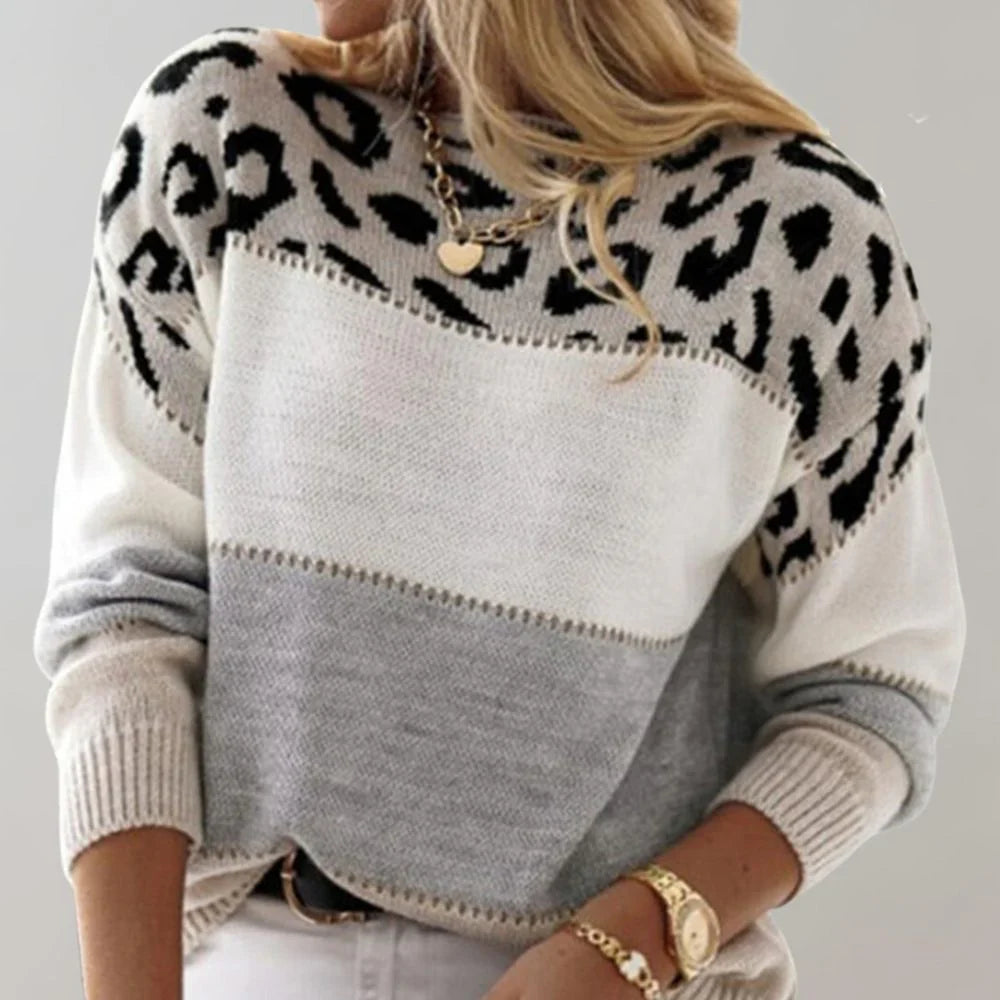 Carolin | Damen Casual Leopardenmuster Pullover
