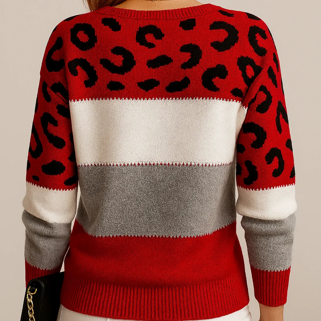 Carolin | Damen Casual Leopardenmuster Pullover