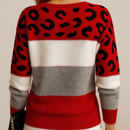Carolin | Damen Casual Leopardenmuster Pullover