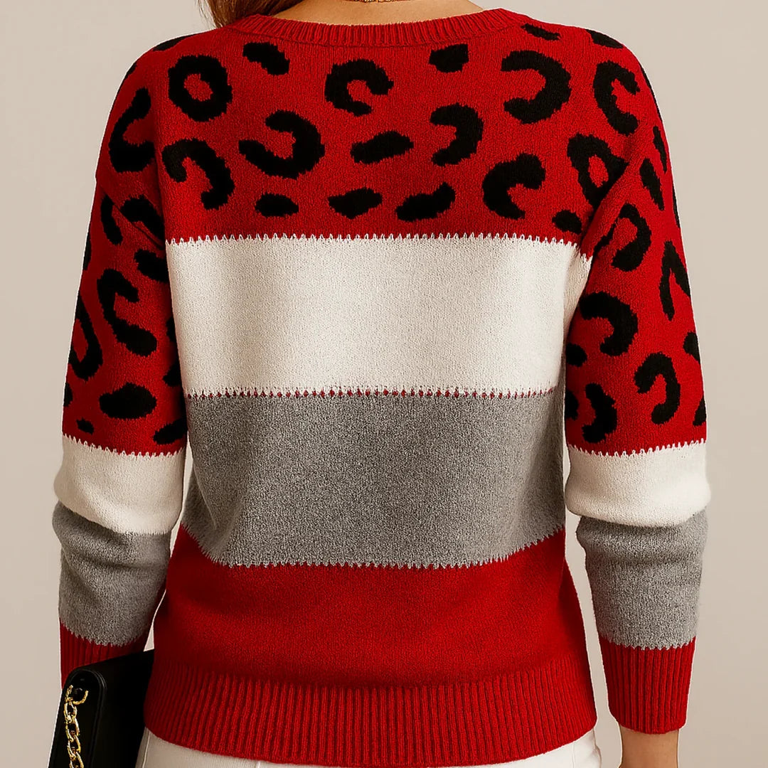 Carolin | Damen Casual Leopardenmuster Pullover