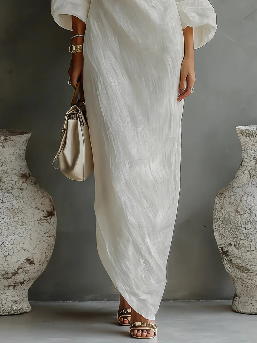 Joëlle | Damen Leinen Sommerkleid Mit One-Shoulder Design