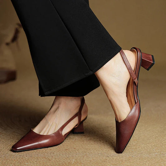 Lara | Damen Casual Leder Absatzschuhe