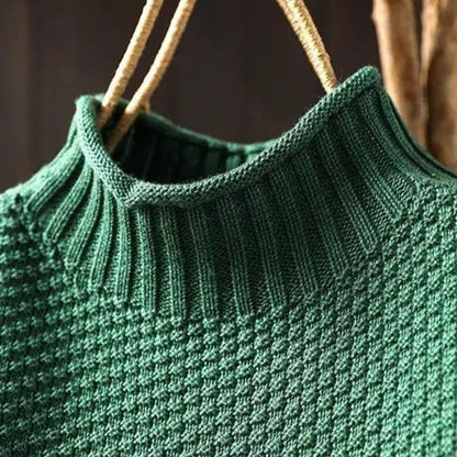 Barbara | Damen Strukturierter Oversized Pullover mit Stehkragen