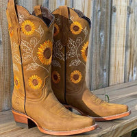 Sophie | Damen Bestickte Wadenhoher Cowboy Stiefel