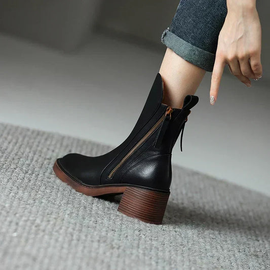 Silvia | Damen Casual Stiefeletten Mit Blockabsatz