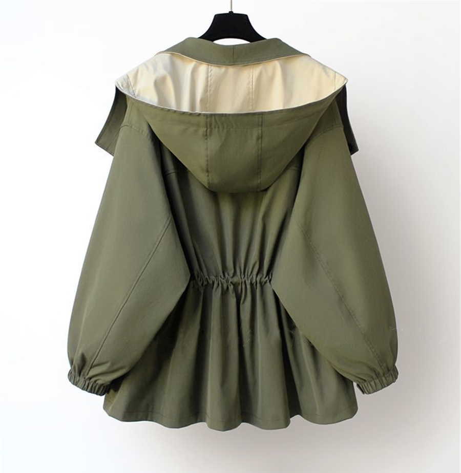 Karin | Damen Zweifarbige Kapuzenjacke mit Knopfverschluss