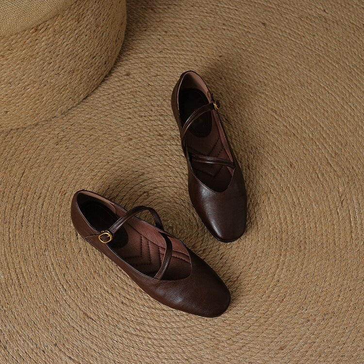 Helga | Damen Klassiker Leder Ballerinas