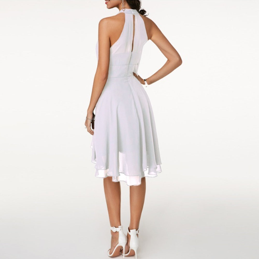 Nicoletta | Damen Sommer Neckholder Midikleid