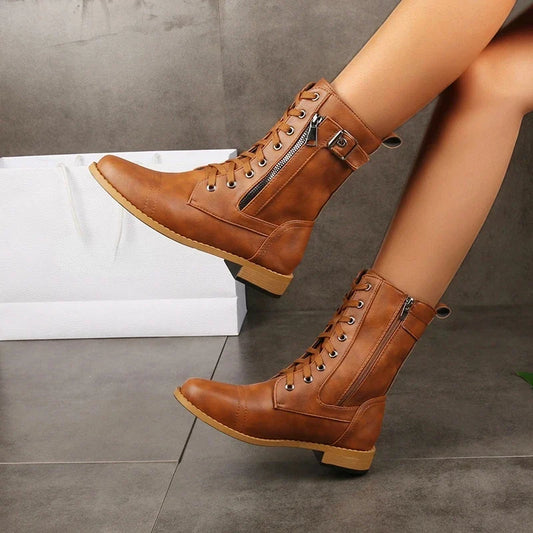 Katharina | Damen Schnürverschluss Leder Stiefel