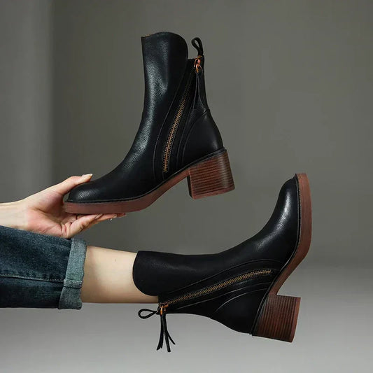 Silvia | Damen Casual Stiefeletten Mit Blockabsatz
