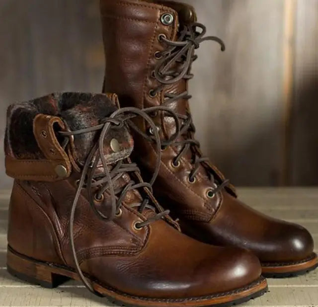 Sina | Damen Casual Runde Zehenpartie Schnürstiefel