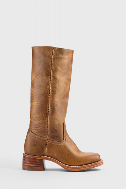 Selina | Damen Knielange Leder Stiefel mit Niedriger Absatz