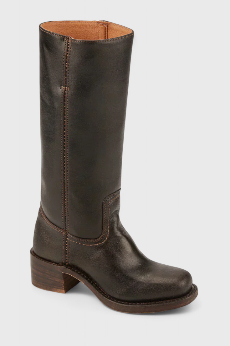 Selina | Damen Knielange Leder Stiefel mit Niedriger Absatz