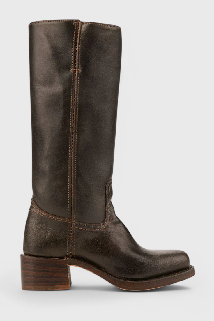 Selina | Damen Knielange Leder Stiefel mit Niedriger Absatz