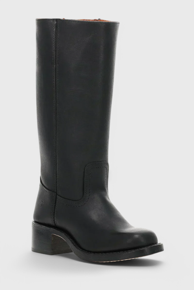 Selina | Damen Knielange Leder Stiefel mit Niedriger Absatz