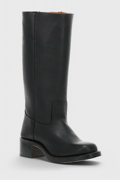 Selina | Damen Knielange Leder Stiefel mit Niedriger Absatz