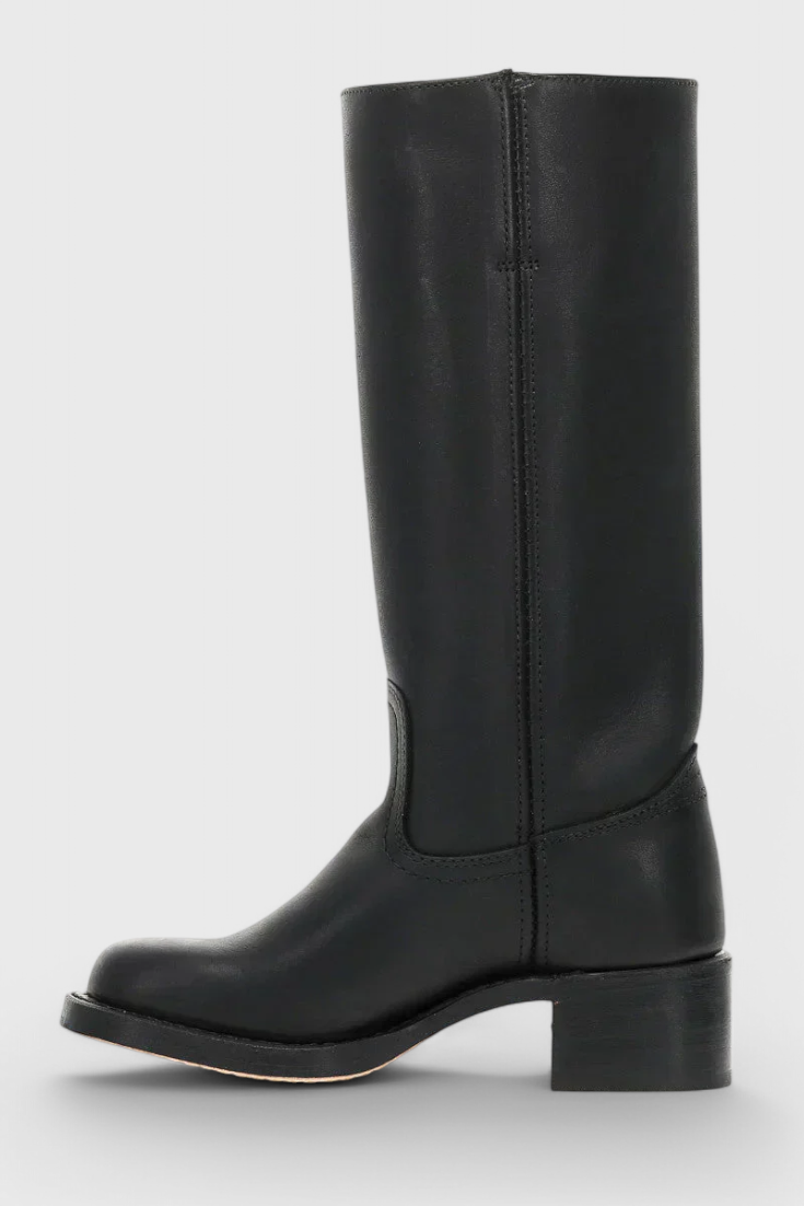 Selina | Damen Knielange Leder Stiefel mit Niedriger Absatz