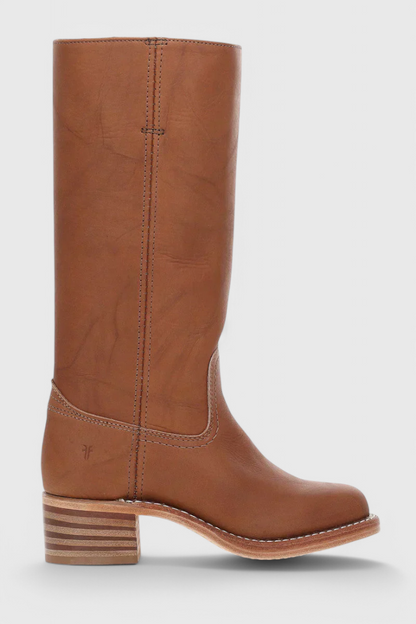 Selina | Damen Knielange Leder Stiefel mit Niedriger Absatz