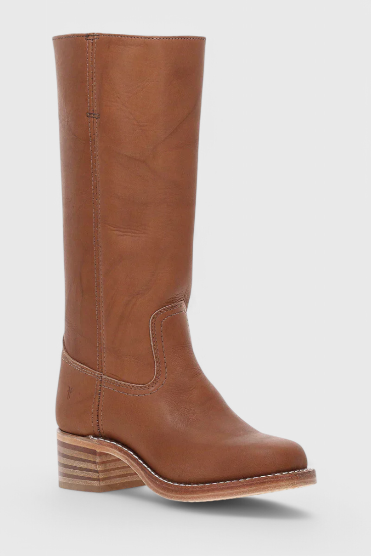 Selina | Damen Knielange Leder Stiefel mit Niedriger Absatz
