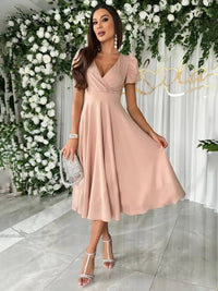 Gabriele | Damen Elegantes Midikleid mit V-Ausschnitt