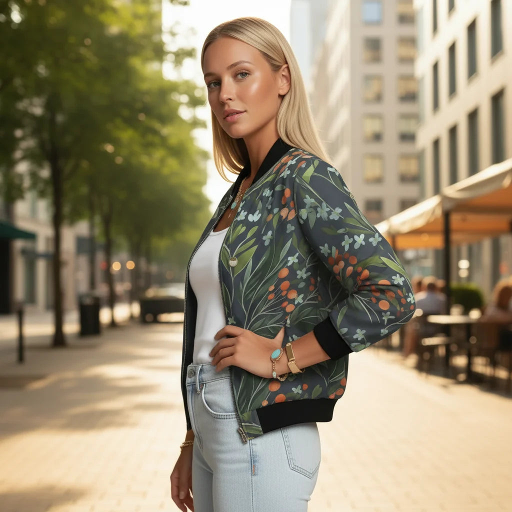 Barbara | Damen Lässiger Bomber Übergangsjacke