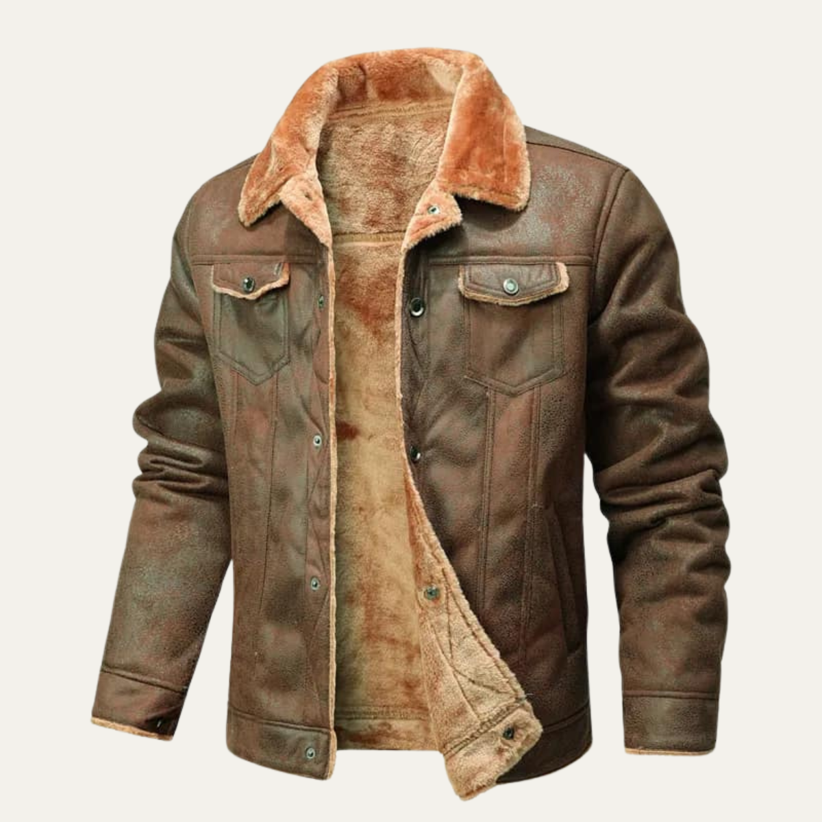 Dennis | Herren Klassische Gefütterte Lammfelljacke
