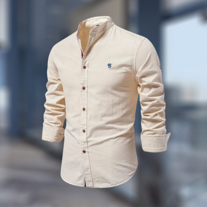 Herren Langarm Alltags Stehkragen Hemd