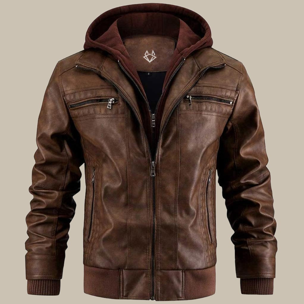 Peter | Herren Komfort Kapuze Lederjacke