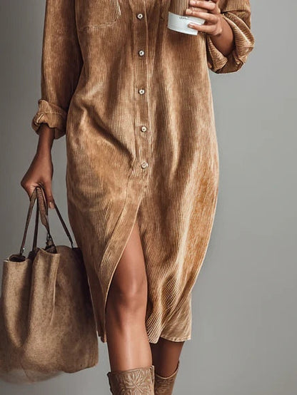 Samira | Damen Casual Knöpfen Midikleid