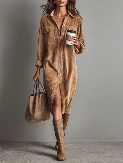 Samira | Damen Casual Knöpfen Midikleid