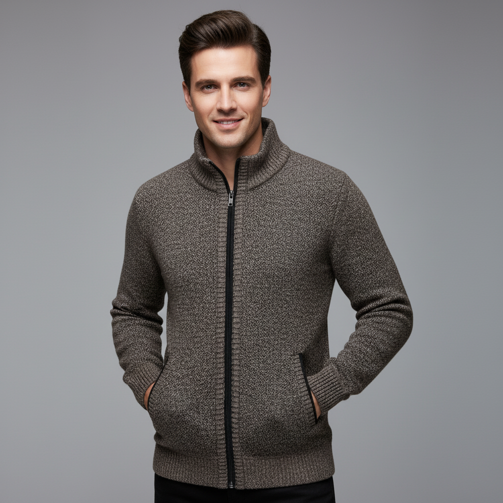 Wolfgang | Herren Bequem Fleece Strickjacke