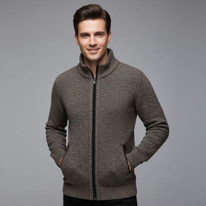 Wolfgang | Herren Bequem Fleece Strickjacke