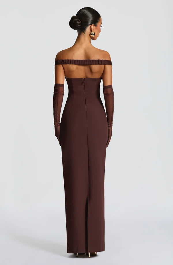 Emma | Damen Figurbetontes Schulterfreies Abendkleid