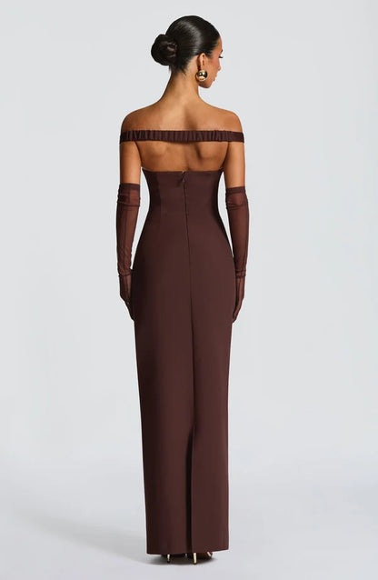 Emma | Damen Figurbetontes Schulterfreies Abendkleid