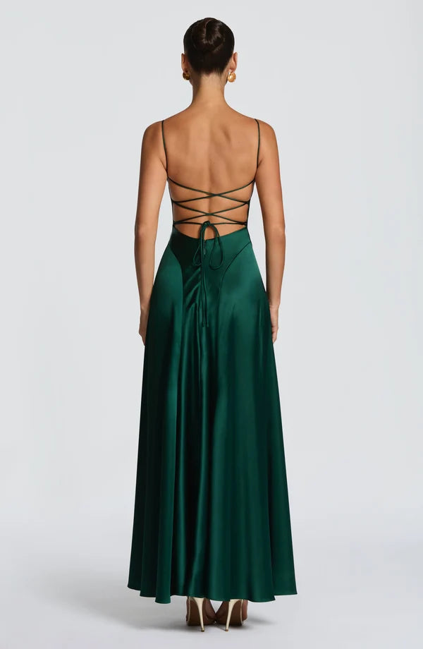 Emilia | Damen Glänzendes Rückenfreies Abendkleid