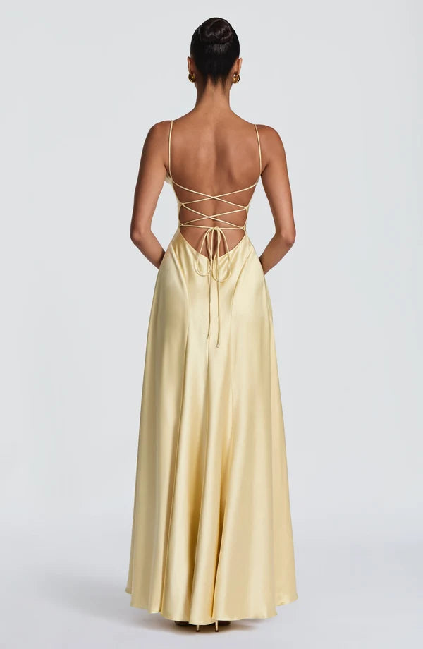 Emilia | Damen Glänzendes Rückenfreies Abendkleid