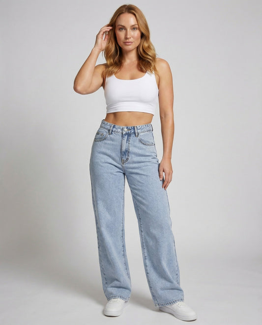 Anna | Damen Hochgeschnittene Weite Vintage-Jeans