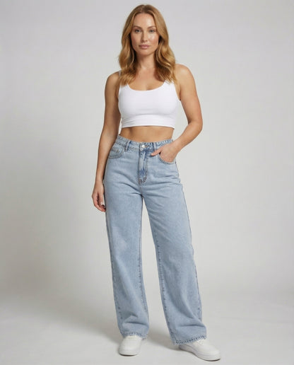 Anna | Damen Hochgeschnittene Weite Vintage-Jeans