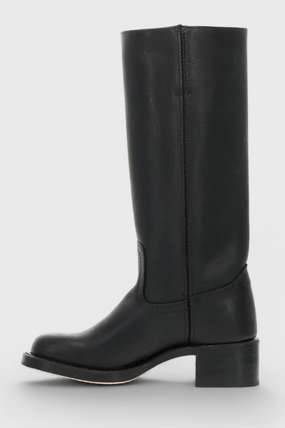 Annika | Damen Kniehohe Lederstiefel mit Blockabsatz