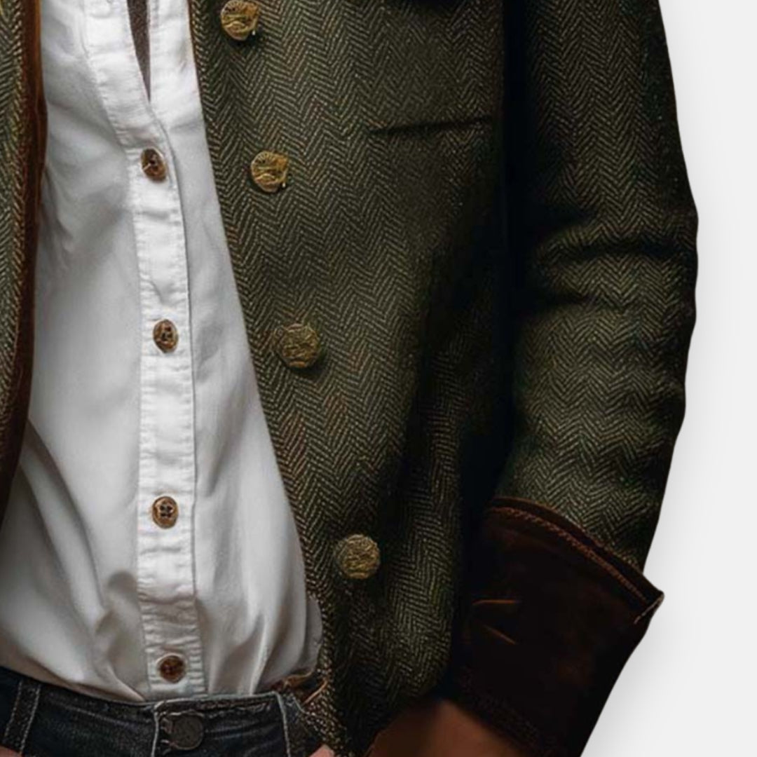 Antonia | Damen Taillierte Jacke mit Knopfleiste und Zierkontrastdetails