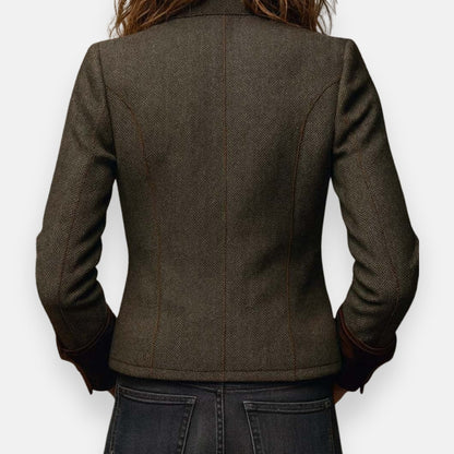 Antonia | Damen Taillierte Jacke mit Knopfleiste und Zierkontrastdetails