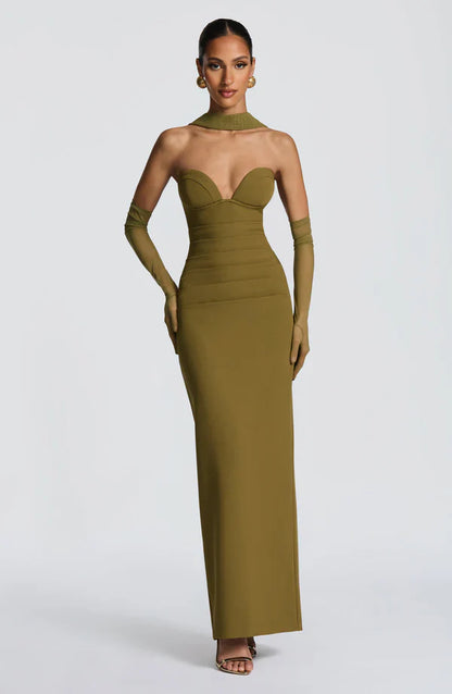 Valentina | Damen Gelber Leichter Stretch Mesh Kleid Schal